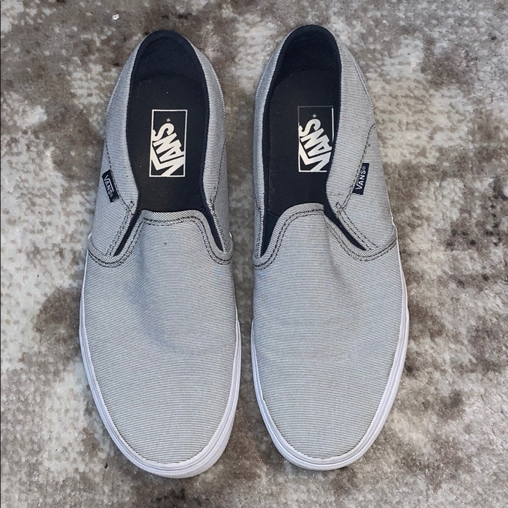 Blue and White Slip On Womens Vans Size 9.5